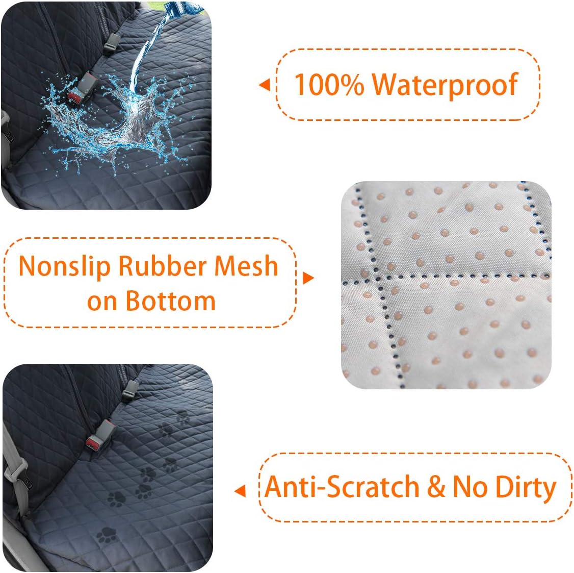 Premium Waterproof Dog Car Seat Cover with Armrest Compatibility